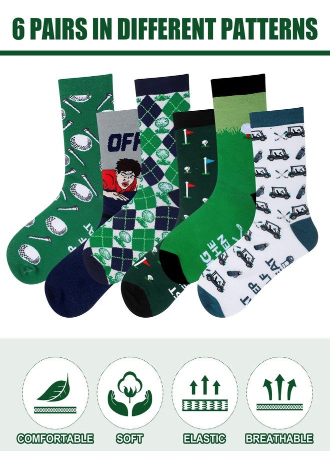 Croloose 6 Pairs Funny Golf Socks for Men Youth Novelty Casual Cotton Crew Socks Golf Lover Accessories Christmas Birthday Gifts for Golfers - Image 3